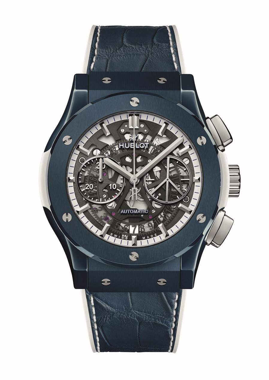 HUBLOT宇舶表经典融合Aero镂空蓝色陶瓷计时码表伊比沙岛专卖店特别版.jpg