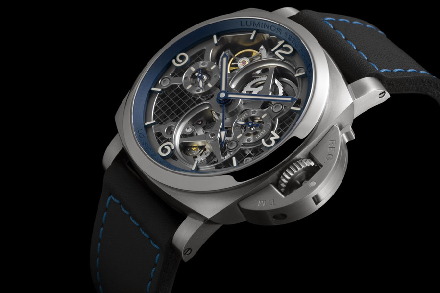 2. 沛纳海Lo Scienziato LUMINOR 1950 TOURBILLON GMT TITANIO庐米诺系列陀飞轮两地时钛金属腕表 - 47毫米（PAM00767）.jpg